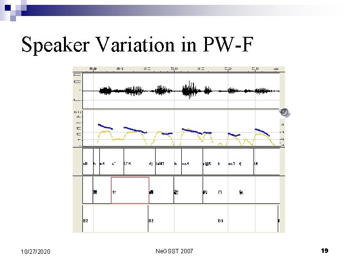 Speaker Variation in PW-F 10/27/2020 Ne. GSST 2007 19 