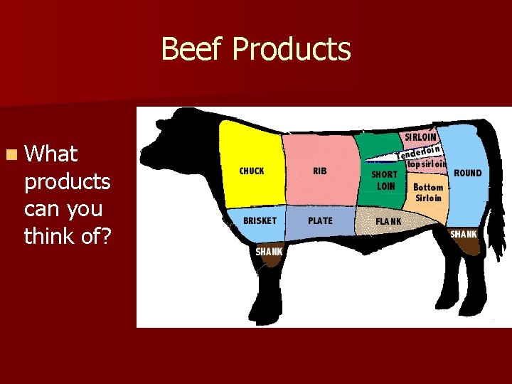 Beef Products n What products can you think of? 