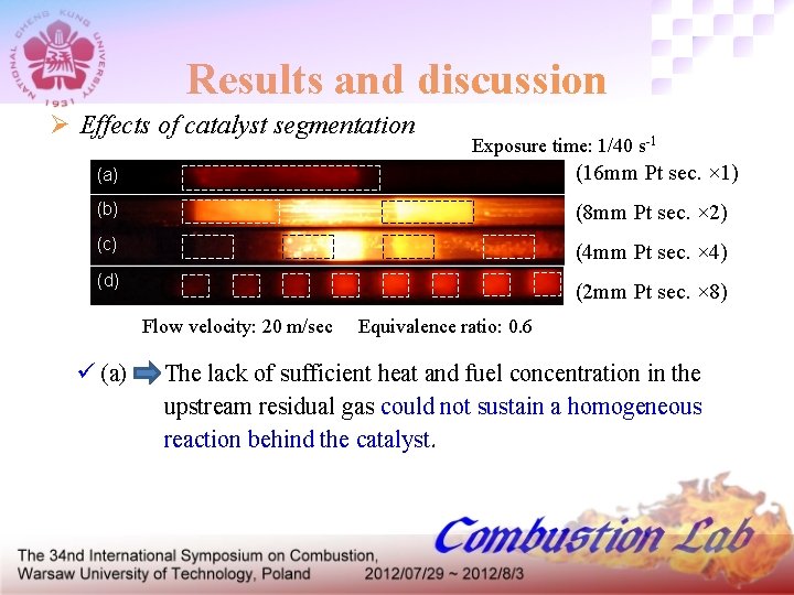 Results and discussion Ø Effects of catalyst segmentation Exposure time: 1/40 s-1 (a) (16