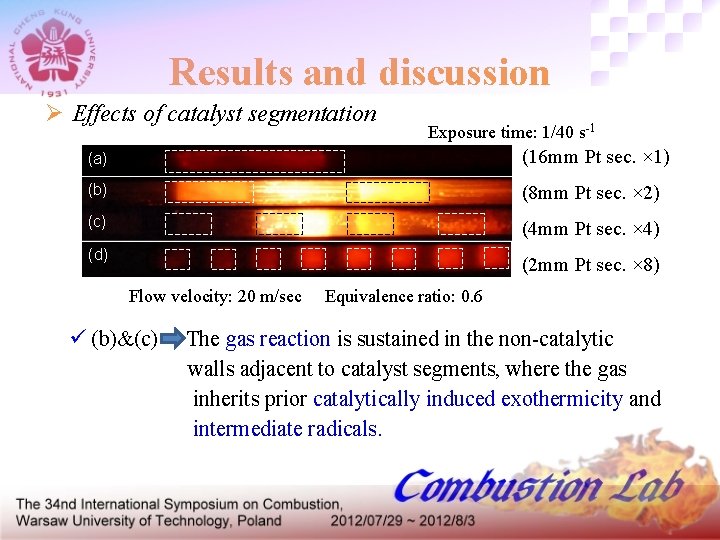 Results and discussion Ø Effects of catalyst segmentation Exposure time: 1/40 s-1 (a) (16