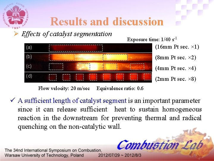 Results and discussion Ø Effects of catalyst segmentation Exposure time: 1/40 s-1 (a) (16