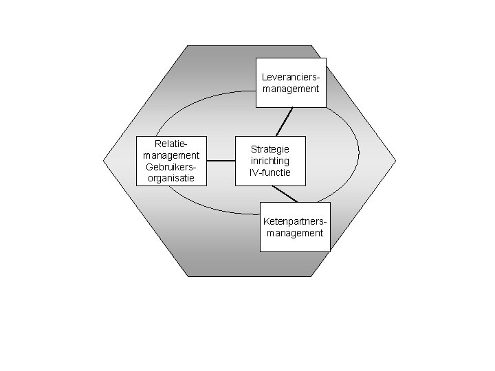 Leveranciersmanagement Relatiemanagement Gebruikersorganisatie Strategie inrichting IV-functie Ketenpartnersmanagement 