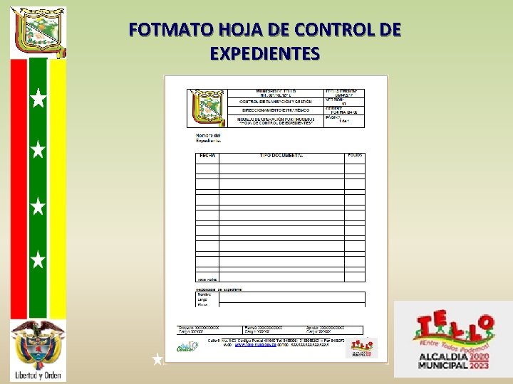 FOTMATO HOJA DE CONTROL DE EXPEDIENTES 