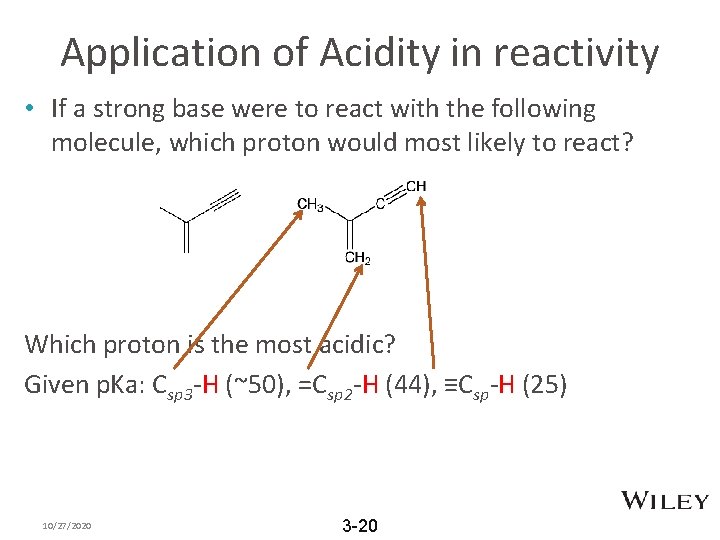 Application of Acidity in reactivity • If a strong base were to react with