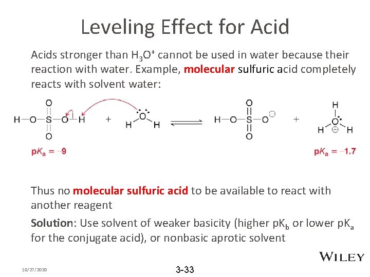 Leveling Effect for Acids stronger than H 3 O+ cannot be used in water