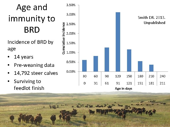 Age and immunity to BRD Incidence of BRD by age • 14 years •