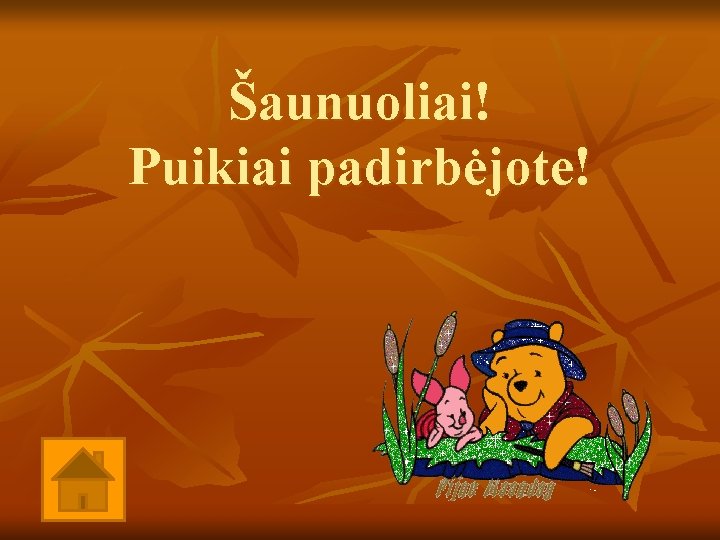 Šaunuoliai! Puikiai padirbėjote! 