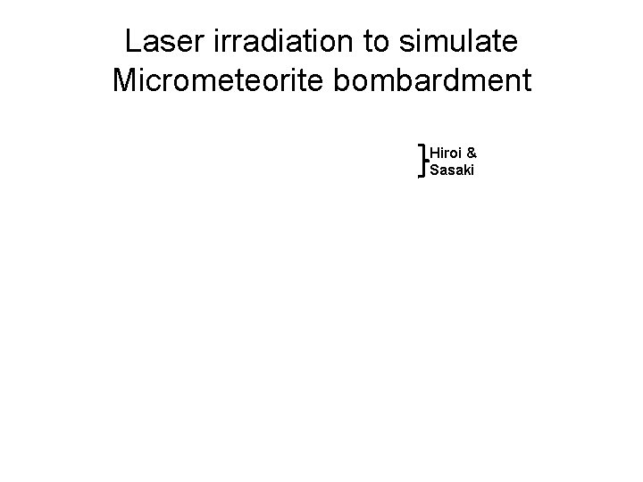 Laser irradiation to simulate Micrometeorite bombardment Hiroi & Sasaki 