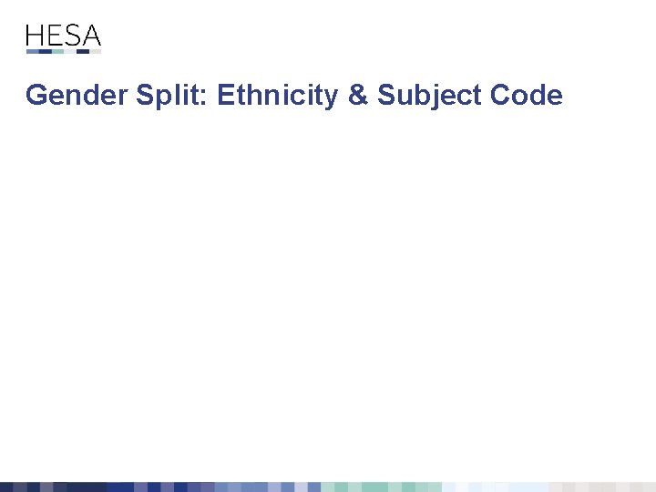 Gender Split: Ethnicity & Subject Code 