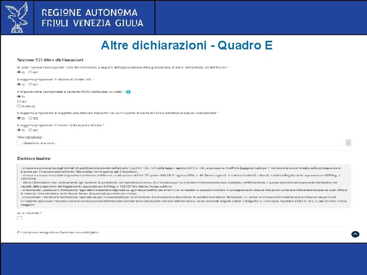 Altre dichiarazioni - Quadro E 