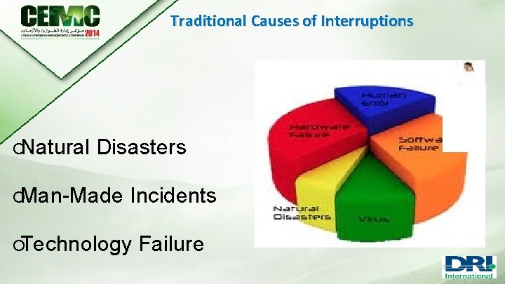 Traditional Causes of Interruptions ¡Natural Disasters ¡Man-Made Incidents ¡Technology Failure 