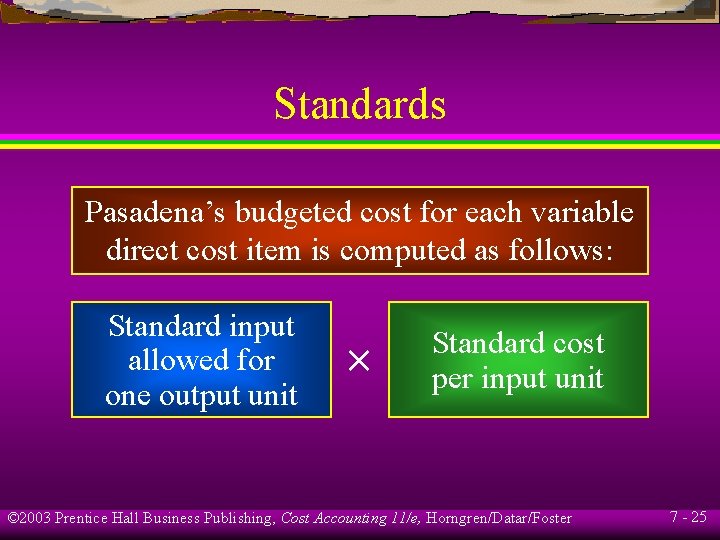 Standards Pasadena’s budgeted cost for each variable direct cost item is computed as follows: