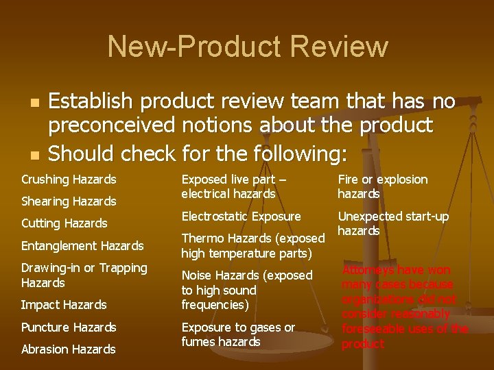 New-Product Review n n Establish product review team that has no preconceived notions about