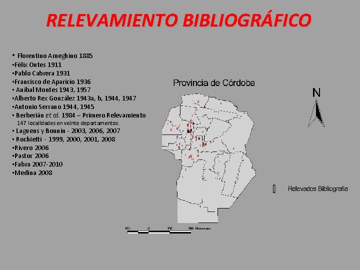 RELEVAMIENTO BIBLIOGRÁFICO • Florentino Ameghino 1885 • Félix Outes 1911 • Pablo Cabrera 1931