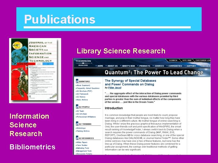 Publications Library Science Research Information Science Research Bibliometrics 