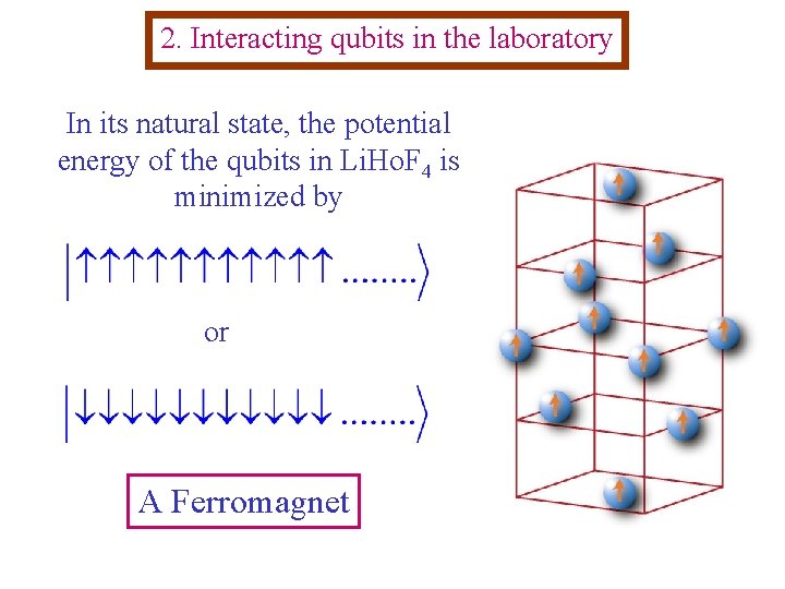2. Interacting qubits in the laboratory In its natural state, the potential energy of