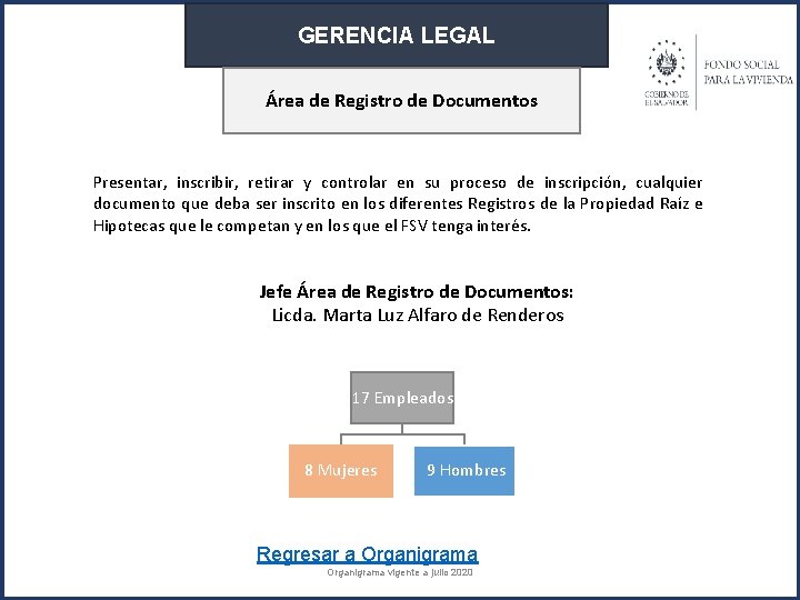 GERENCIA LEGAL Área de Registro de Documentos Presentar, inscribir, retirar y controlar en su