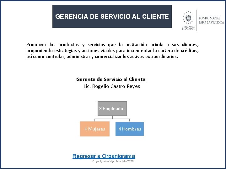GERENCIA DE SERVICIO AL CLIENTE Promover los productos y servicios que la Institución brinda