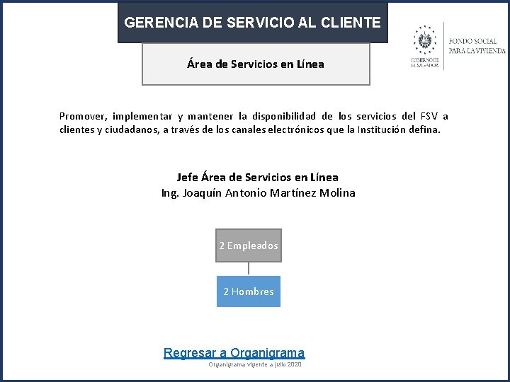 GERENCIA DE SERVICIO AL CLIENTE Área de Servicios en Línea Promover, implementar y mantener