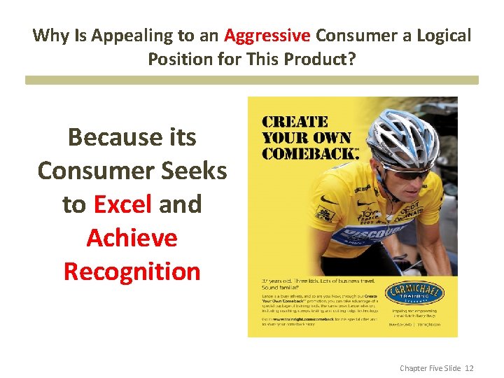 Why Is Appealing to an Aggressive Consumer a Logical Position for This Product? Because