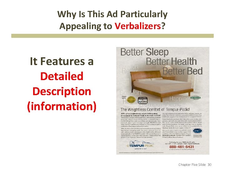 Why Is This Ad Particularly Appealing to Verbalizers? It Features a Detailed Description (information)