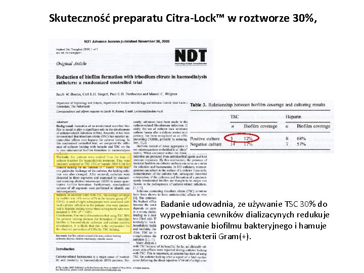 Skuteczność preparatu Citra-Lock™ w roztworze 30%, Badanie udowadnia, ze używanie TSC 30% do wypełniania