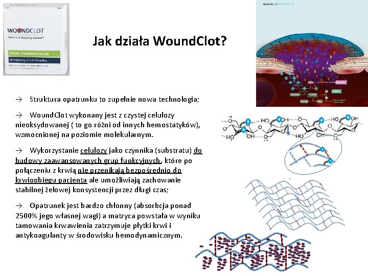 Jak działa Wound. Clot? → Struktura opatrunku to zupełnie nowa technologia; → Wound. Clot