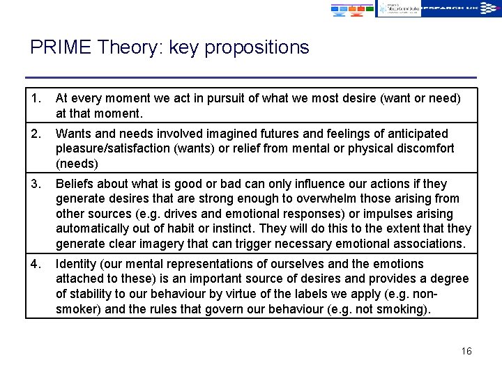 PRIME Theory: key propositions 1. At every moment we act in pursuit of what