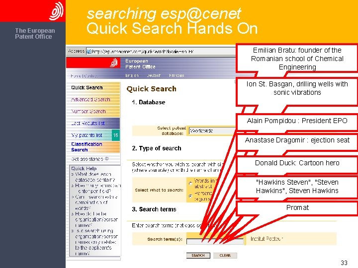 The European Patent Office searching esp@cenet Quick Search Hands On Emilian Bratu: founder of