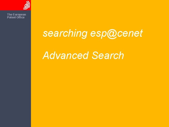 The European Patent Office searching esp@cenet Advanced Search 