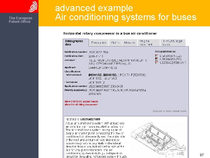 The European Patent Office advanced example Air conditioning systems for buses 97 