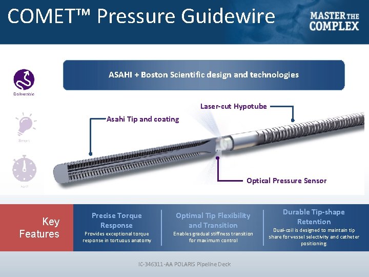COMET™ Pressure Guidewire ASAHI + Boston Scientific design and technologies Laser-cut Hypotube Asahi Tip