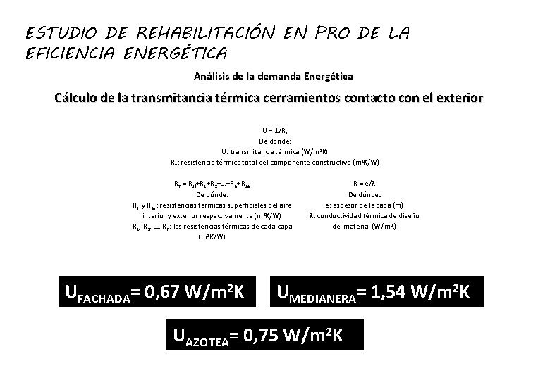 ESTUDIO DE REHABILITACIÓN EN PRO DE LA EFICIENCIA ENERGÉTICA Análisis de la demanda Energética