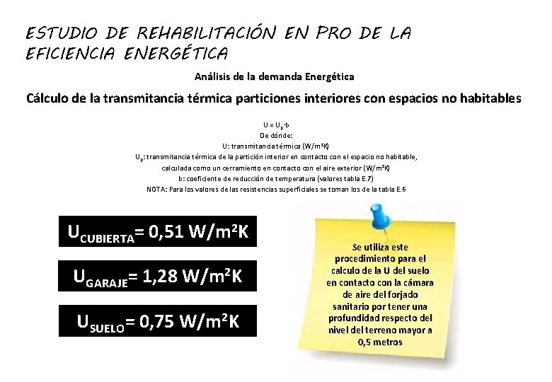 ESTUDIO DE REHABILITACIÓN EN PRO DE LA EFICIENCIA ENERGÉTICA Análisis de la demanda Energética