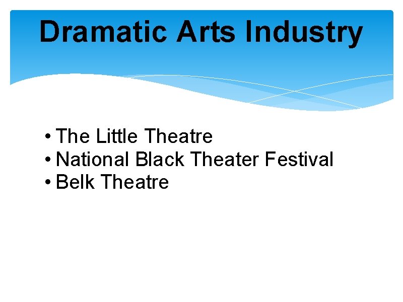 Dramatic Arts Industry • The Little Theatre • National Black Theater Festival • Belk