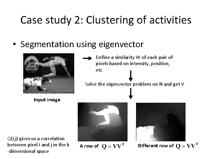 Case study 2: Clustering of activities • Segmentation using eigenvector Define a similarity W