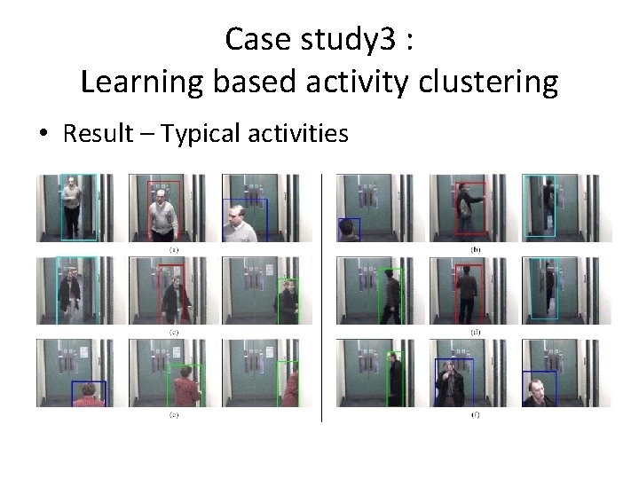 Case study 3 : Learning based activity clustering • Result – Typical activities 