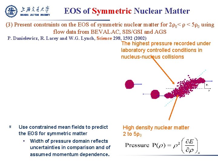 EOS of Symmetric Nuclear Matter (3) Present constraints on the EOS of symmetric nuclear