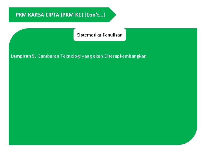 PKM KARSA CIPTA (PKM-KC) [Con’t. . . ] Sistematika Penulisan Lampiran 5. Gambaran Teknologi