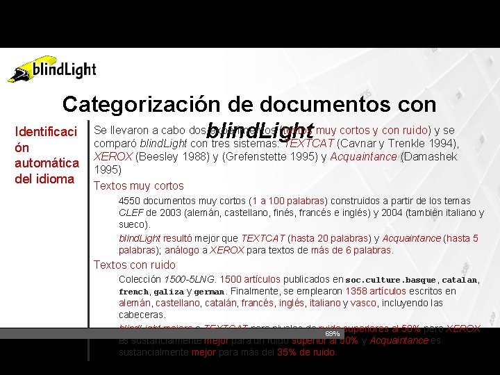 Categorización de documentos con experimentos (textos muy cortos y con ruido) y se Identificaci