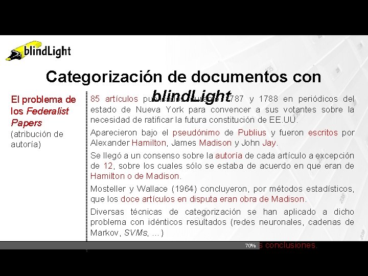 Categorización de documentos con blind. Light durante 1787 y 1788 en periódicos El problema