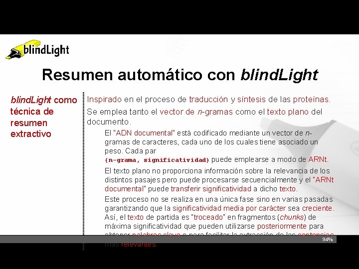Resumen automático con blind. Light como técnica de resumen extractivo Inspirado en el proceso