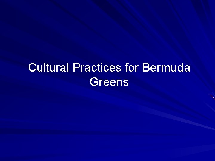 Cultural Practices for Bermuda Greens 