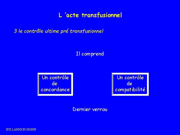 L ’acte transfusionnel 3 le contrôle ultime pré transfusionnel Il comprend Un contrôle de L ’acte transfusionnel 3 le contrôle ultime pré transfusionnel Il comprend Un contrôle de