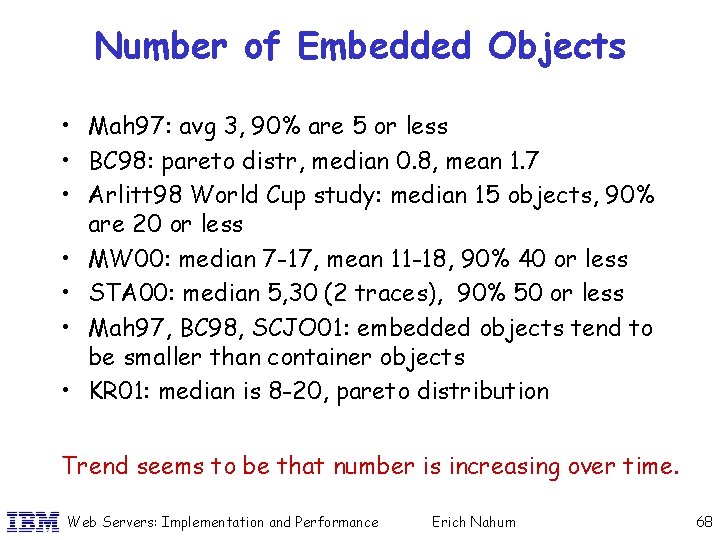 Number of Embedded Objects • Mah 97: avg 3, 90% are 5 or less