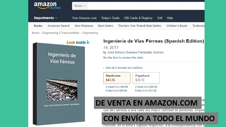 DE VENTA EN AMAZON. COM CON ENVÍO A TODO EL MUNDO 