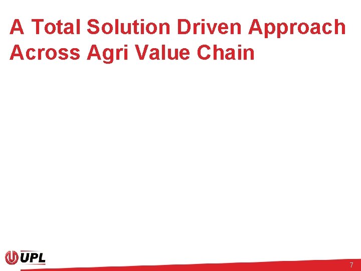 A Total Solution Driven Approach Across Agri Value Chain 7 