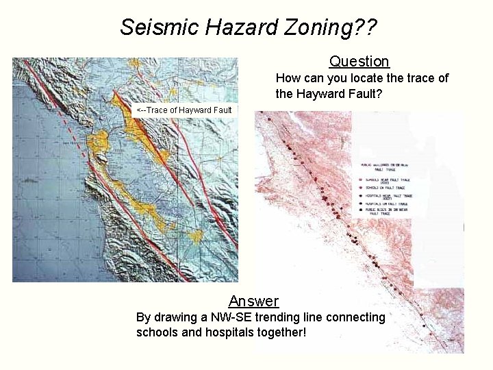 Seismic Hazard Zoning? ? Question How can you locate the trace of the Hayward