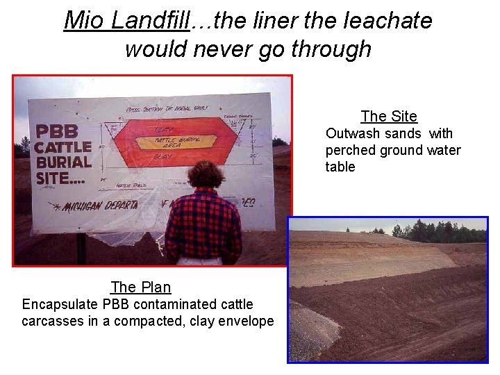 Mio Landfill…the liner the leachate would never go through The Site Outwash sands with