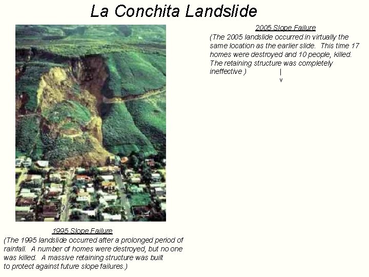 La Conchita Landslide 2005 Slope Failure (The 2005 landslide occurred in virtually the same